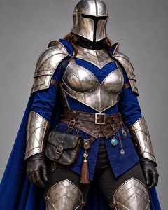 Stainless Steel Silver Plated Modern Medieval Armor Set Full 3D Casting Embossing Printing Antique Style Blue <b>Cape</b> Chest Plate - Product Image 5