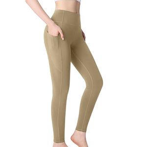 Leggings térmicos sin costuras con forro polar de cintura alta para invierno, color caqui, leggings térmicos para clima frío para actividades al aire libre. - Product Image 4