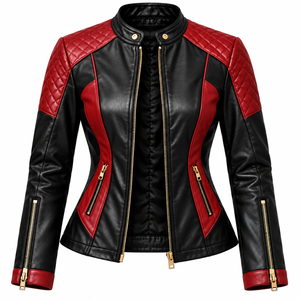 Veste d'hiver en cuir véritable personnalisée pour femmes, veste de motard de qualité supérieure, fermeture éclair, vêtements d'extérieur tendance, durable, confortable, séchage rapide - Product Image 1