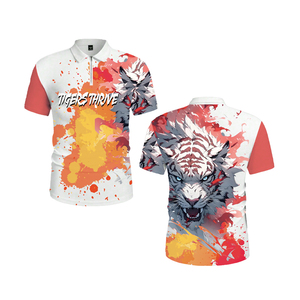 เสื้อโปโลลายเสือ 3 มิติ แบบสั่งทำพิเศษสำหรับผู้ชาย พิมพ์ลายแบบ Sublimation ทั่วตัว ซิป 1/4 สีขาว แดง เหลือง สไตล์สตรีทแวร์ ฮิปสเตอร์ เสื้อผ้าฤดูร้อน - Product Image 1