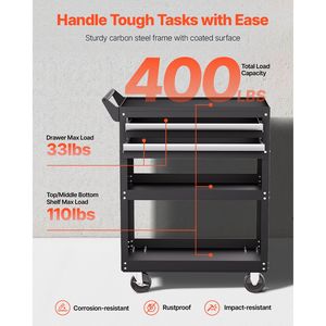 Carrello Portautensili Meccanico a 5 Ripiani con Capacità di Carico di 180 Kg, 2 Cassetti e Pannello Forato - Product Image 5