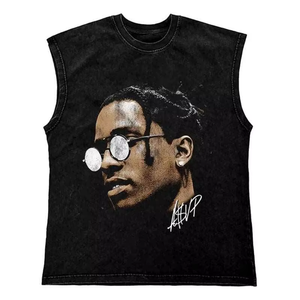 Camiseta sin mangas de punto oversize estilo streetwear para gimnasio, corte personalizado, de algodón/spandex, con cuello en V, para hombre - Product Image 5