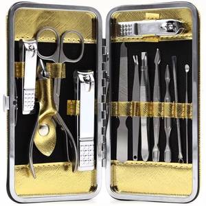 Kit de manucure luxueux 12 en 1 en acier inoxydable avec étui, outils portables pour adultes et logo personnalisé - Product Image 1