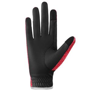 Gants d'équitation professionnels noir et rose, dernier modèle, en cuir synthétique Serino, avec patch logo pour la personnalisation et la ventilation. - Product Image 3