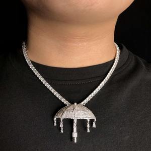 Popular Colgante de Diamante Moissanita con Diseño de Paraguas, Collar Hiphop Personalizado para Hombres y Mujeres - Product Image 5