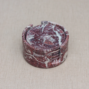 Modern Brown Marble Tea Coaster 4 in. With Set of 4 With Holder <b>Table</b> <b>Protection</b> For Home and Kitchen - Product Image 1