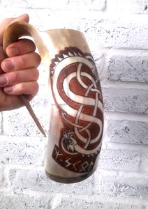 BUFFALO BOIRE CORNE VIKING DRINKING corne Tankard pour bière hydromel médiévale corne à boire tasse avec poignée - Product Image 6