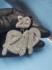 จี้เพชรโมอิสซาไนต์แบบกำหนดเอง VVS พร้อมตัวอักษร จี้เงินแท้ 925 จี้แบบฮิปฮอปประดับเพชร จี้ตัวอักษรชื่อแบบกำหนดเอง จี้ตัวอักษรย่อ - Product Image 4