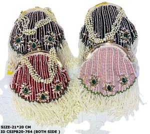 Bolso Potli de Novia con Cuentas, Diseño Sólido, Capacidad de 1-1.9L, Cierre Dori, Correa de Anillo, Multifuncional, Moderno, para Fiestas Nocturnas, de Algodón - Product Image 1