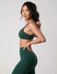 Ensemble de leggings 2 pièces respirants et écologiques pour femmes grandes tailles, bleu iris uni, taille haute, dos en V - Product Image 6