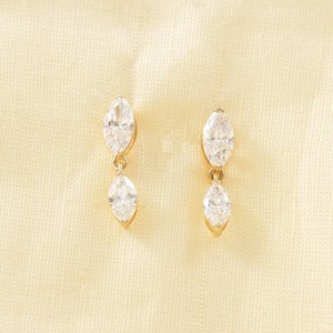 Elegant 0.51+0.31CT Each Marquise Cut Diamond Drop Earrings Lab Grown 14K Solid Gold Anniversary <b>Gift</b> For Partner Charms - Product Image 1