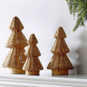Wholesale Handmade Rattan Christmas <b>Tree</b> Decoration Rustic Woven Customized Color Tabletop Natural Boho Farmhouse Xmas Ornament - Product Image 2