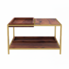 Mesa de Centro Moderna de Madera Sheesham y Metal Dorado – Mesa de Centro de 32 Pulgadas con Dos Estantes para Sala de Estar - Product Image 5