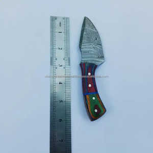 Cuchillo de Caza EDC Pequeño, Acero de Damasco, Mango de Madera Pakka, Hoja Fija para Supervivencia y Camping, Funda de Cuero de Cambio Rápido, 3 Años de Garantía - Product Image 4
