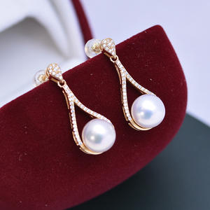 Pendientes de Perlas de Agua Dulce Blancas de 9-10 mm, Plata de Ley S925, para Mujer, Luz Intensa, Ligeras Imperfecciones, Edición Coreana - Product Image 2