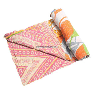 Offre spéciale, couette Kantha faite à la main, couverture indienne imprimée en coton Gudari, fournisseur en or, vente en gros pour la maison ou l'hôtel, Use-GD2186 - Product Image 1