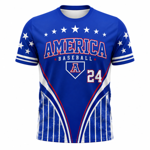 Camiseta Deportiva de Béisbol Estilo Americano 24, Sublimada, de Manga Corta, Cuello Redondo, Unisex, de Secado Rápido, en Poliéster - Product Image 1