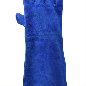 Gants de soudage en cuir de vachette anti-éclaboussures de qualité AB, personnalisables, bleus, pour le travail, prix de gros, service OEM - Product Image 4