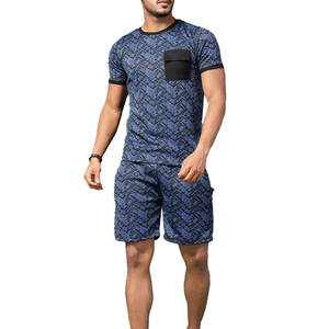 Ensemble 2 pièces nouveau style : T-shirt et short en polyester à séchage rapide, imprimé numériquement par sublimation intégrale, pour tenue décontractée - Product Image 1