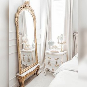 Traditional Hand Curved Console <b>Table</b> Antique Design Entrance <b>Table</b> Oval Shape <b>Mirror</b> Frame wooden Top Hallway Entryway <b>Table</b> - Product Image 4