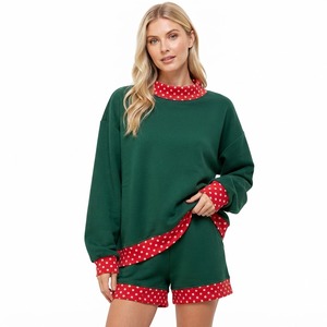 Ensemble haut à col montant et manches longues pour femme, de haute qualité, personnalisé, avec short assorti, tenue décontractée et confortable pour tous les jours - Product Image 4