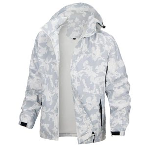 Chaqueta Cortavientos Impermeable Ligera de Lona Blanca con Parches para Hombre, Chaqueta de Lluvia para Senderismo, Correr, Viajes, Secado Rápido - Product Image 1