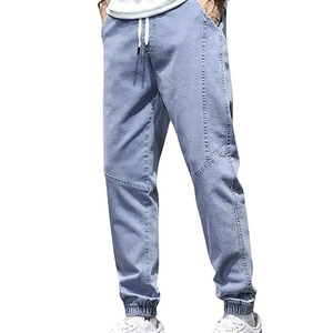 Nouveau pantalon de jogging en jean pour homme, coupe décontractée, bas élastique, détails élégants, 100 % coton biologique de haute qualité - Product Image 6
