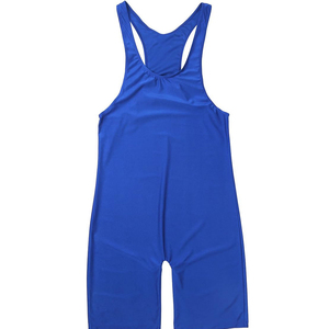 Custom Mens Blue Wrestling <b>Singlet</b> Fitted Spandex Nylon Stretch Martial Arts Wear Adult Size Power Lift <b>Weightlifting</b> Breathable - Product Image 4