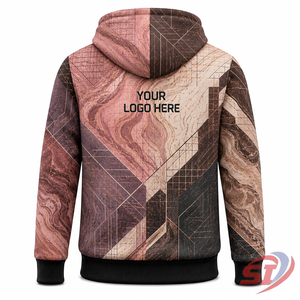 Sudadera con capucha al por mayor de marca privada, color marrón mármol, con cremallera completa, estampado personalizado, logotipo OEM, proveedor de ropa urbana de moda - Product Image 2