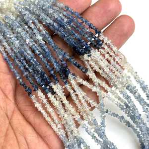 Perles de saphir bleu naturel brut non taillé 3 mm, véritable pierre précieuse, brin de 16 pouces, perles de saphir en vrac pour bijoux - Product Image 4
