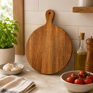 Tabla de Cortar Redonda de Madera para Cocina, Duradera para Cortar y Preparar Alimentos, Superficie de Madera Natural para Uso Doméstico y en Restaurantes - Product Image 1