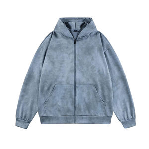 Sudadera con capucha unisex personalizada con cremallera, lavado ácido, de algodón 100% grueso, forro polar, bordada, cómoda, elegante y de gran grosor. - Product Image 4