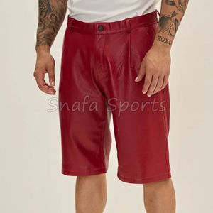 Shorts en cuir pour homme de haute qualité, respirants, 100% cuir, coupe ample, logo personnalisé imprimé, pour l'été. - Product Image 3