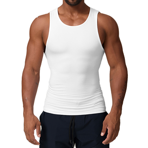 Camiseta sin mangas con logo privado para hombre, camiseta de entrenamiento transpirable de secado rápido, camiseta de color sólido para hombre, para fitness. - Product Image 2