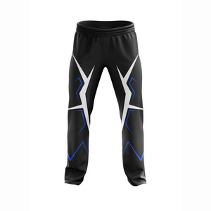 Pantalon de survêtement sportif noir pour homme, taille élastique, séchage rapide, motif imprimé par sublimation, léger, idéal pour l'été - Product Image 1
