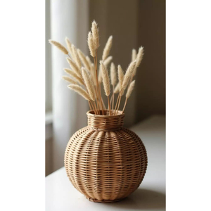 Jarrón de Flores de Ratán Natural al por Mayor, Jarrón Decorativo Rústico de Mimbre para Mesa, Decoración Boho para el Hogar, Jarrón Floral para Hierba de Pampas Seca - Product Image 1