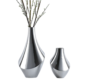 Vase à fleurs de style Art déco en fer poli, fait main, pour mariage, décoration élégante, vase de table. - Product Image 1