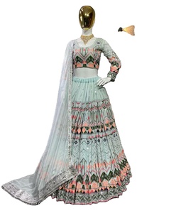 Pakistani Wedding Wear New Designer Faux Georgette Embroidery Stone Work Designer LAHENGA CHOLI With Dupatta <b>Set</b> - Product Image 1