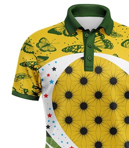 Camiseta Polo Corex de Manga Corta con Estampado de Mariposas y Estrellas Naranjas, Secado Rápido, Poliéster, Ropa Deportiva Informal - Product Image 4