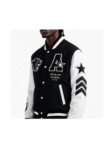 OEM Men's Vintage Varsity <b>Jacket</b> Custom 3D Embroidered <b>Winter</b> Woolen Nonwoven Stand Collar Windproof Breathable Eco-Friendly - Product Image 3