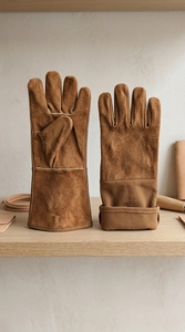 Guantes de Seguridad de Cuero con Puño Largo para Soldadura, Chimenea, Barbacoa y Horno - Product Image 2