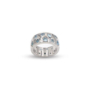 Bague en argent sterling 925 avec pierre précieuse topaze bleue naturelle, plaquée rhodium, style moderne unisexe, service OEM ODM - Product Image 2
