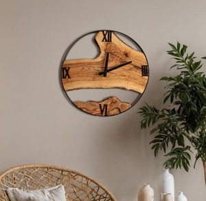 Elegant Natural Olive Wood Live Edge Wall Clock Modern Rustic Home Decor At Cheap Price - Product Image 1