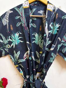 Bata Kimono de Algodón con Estampado Animal para Mujer, Ligera, Suave, para Descansar, Ropa de Spa, Venta al por Mayor OEM - Product Image 5