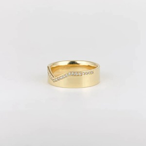 6MM Wide V Cut Diamond <b>Ring</b> 14k Solid Gold 0.27CT Round Lab Diamond Half Eternity Wedding Band <b>Stack</b> <b>Ring</b> IGI Certified VS+ - Product Image 2