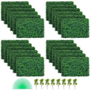 24 Paneles de Pared de Seto Artificial UV de 24 x 16 Pulgadas, Fondo de Pared de Césped Verde, Panel de Planta Artificial de 4 cm - Product Image 1
