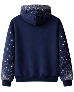 Gothic Hooded Winter <b>Pullover</b> <b>Men</b> Regular Fit 100% Cotton Knitted Rhinestone Design Eco-Friendly Breathable Quick Dry - Product Image 4