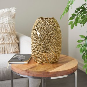 Jarrón Decorativo de Metal Dorado con Recortes, para Decoración del Hogar, Centro de Mesa y Arreglos Florales - Product Image 2