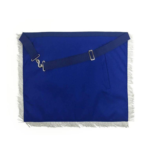 Tablier de Maître Maçon artisanal bleu avec franges en cuir blanc et fils d'argent – Fournisseur de Regalia Maçonniques – Produits Maçonniques Premium - Product Image 2