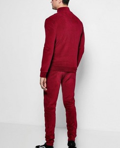 Men <b>Tracksuit</b> 2-Piece Set Solid Red Full Zipper Stand Collar Casual Wear Polyester Material Autumn Season Regular Fit - Product Image 3